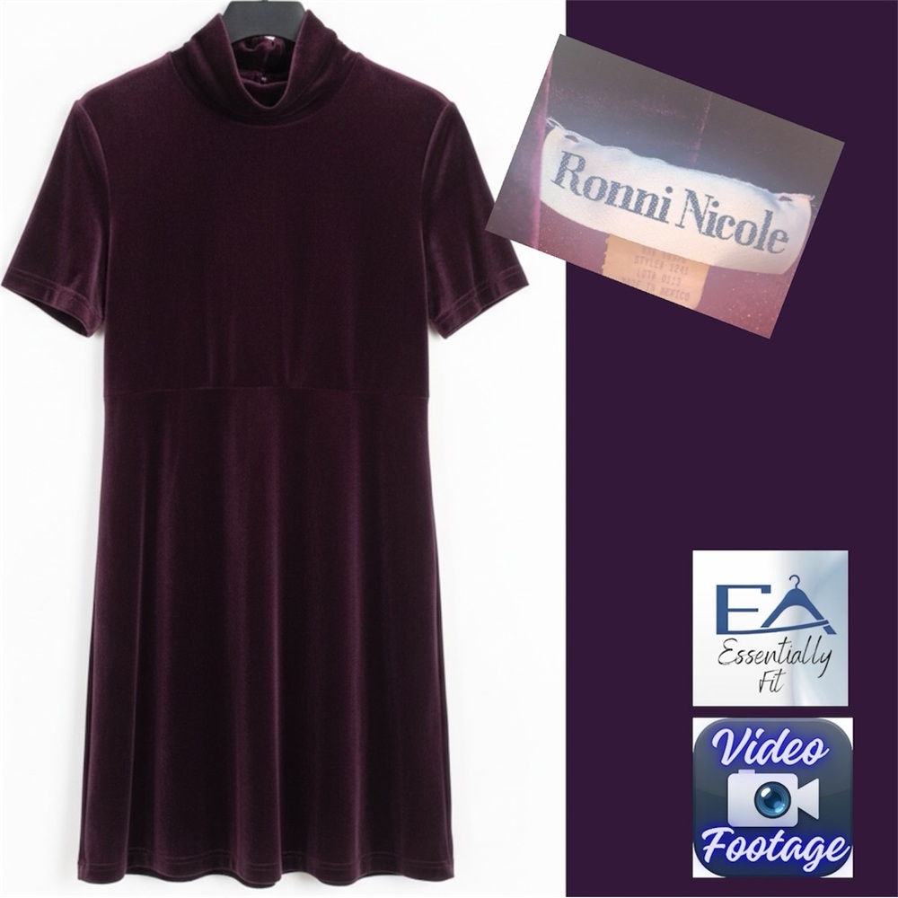 Ronnie Nicole Vintage Purple Velvet Mock Neck Mini Dress | Velvet Burnout